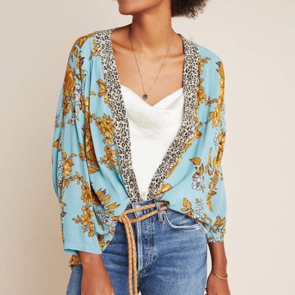 Anthropologie Tops - NWT Anthropologie Andersen & Lauth Zoe Leopard-Trimmed Kimono Size All One Size